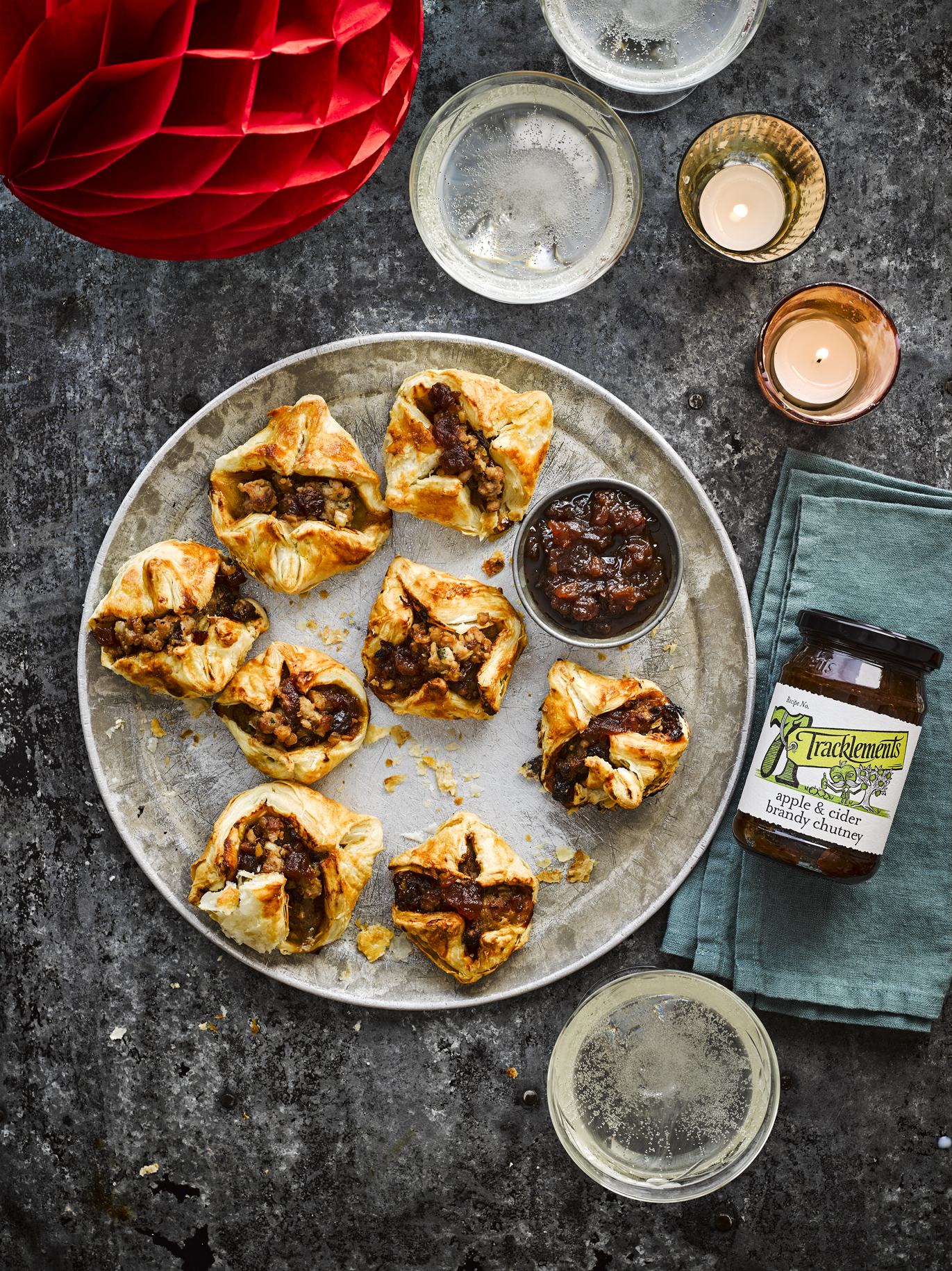 Sausage Roll Canape Bites with Apple & Cider Brandy Chutney
